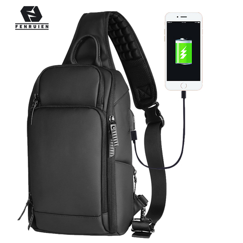 Fenruien Brand Chest Pack USB Charging Crossbody Bags for Men Shoulder Sling Bag Waterproof Short Trip Male Shoulder Bag Fashion ► Photo 1/6