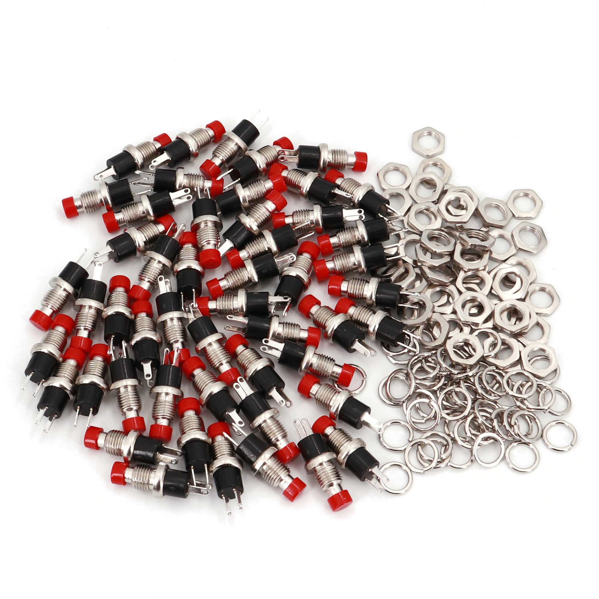 10PCS Red Cap SPDT OFF/ON Normal Open Round Momentary Pushbutton Switch 