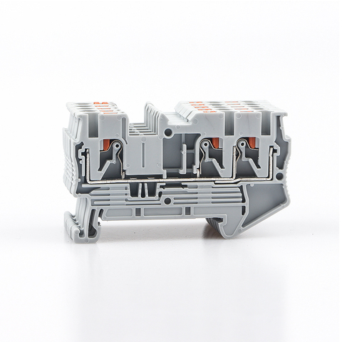 Terminal Block Din Rail Mount PT 2.5-Twin 3 Conductors Push In Spring Screwless Feed Through Wire Conductor 10pcs Wire Connector ► Photo 1/6