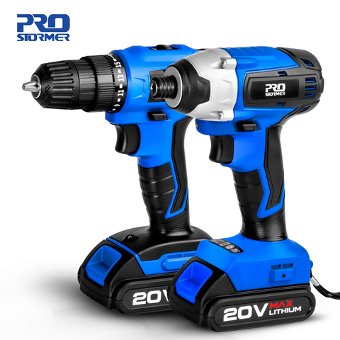 20V Cordless Impact Drill Cordless Screwdriver Optional Two-Piece Set 2000mAh Wireless Rechargeable Screwdriver By PROSTORMER ► Photo 1/6
