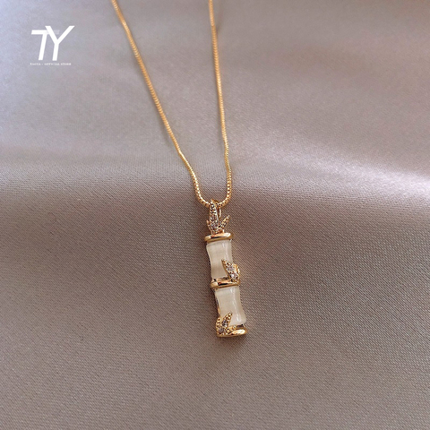 2022 new Simple ladies bamboo shaped pendant Korean women's collarbone chain exquisite gift  fashion jewelry short necklace ► Photo 1/6