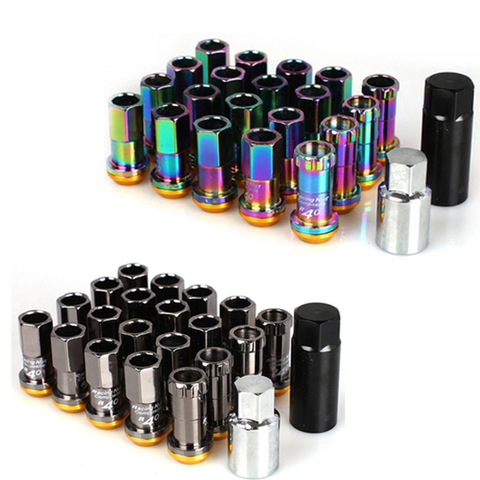 R40 Neo Chrome Titanium Wheel Rims Lug Nuts Steel Lock Anti Theft  Racing Composite Lug Nuts M12x1.5 and M12x1.25 ► Photo 1/6