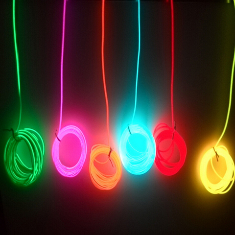 2m/3m/5M 3V Flexible Neon Light Glow EL Wire Rope tube Cable Strip LED Neon Light Shoes Clothing Car party decorative controller ► Photo 1/6