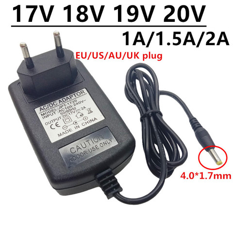 4.0x1.7mm Universal 17V 18V 19V 20V AC DC Power Adapter 1A 1.5A 2A 17 18 19 20 VOLT Power Supply  ac/dc Adaptor adaptador DC4.0M ► Photo 1/6