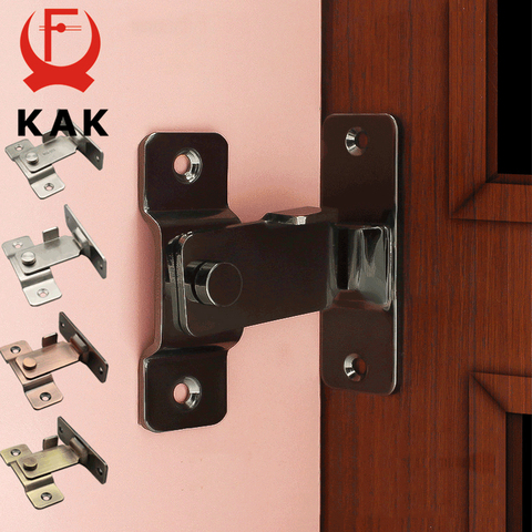 KAK 304 Stainless Steel Door Latch 90 Degree Door Buckle Security Sliding Door Chain Locks Anti-theft Window Door Lock Hardware ► Photo 1/6