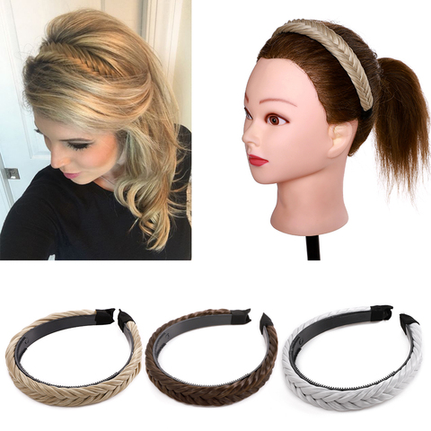 Benehair Synthetic Hair Twist Hair Bands Fashion Braids Hair Accessories Women Bohemian Plait Elastic Headband Bezel Headwear ► Photo 1/6