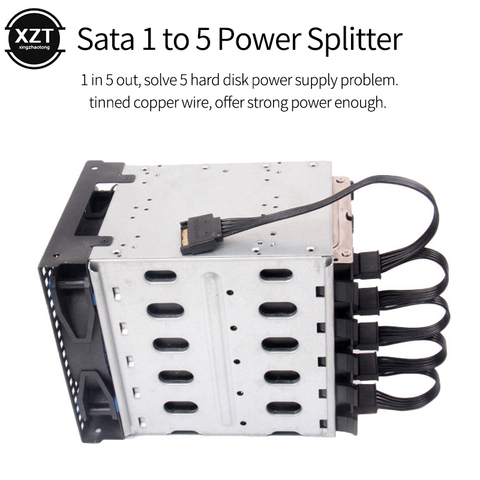 New SATA 15Pin M 1 to 5 SATA 15Pin F Hard Drive Power Supply Splitter Cable Cord for DIY PC Sever 15-pin Power Adapter 60CM ► Photo 1/6