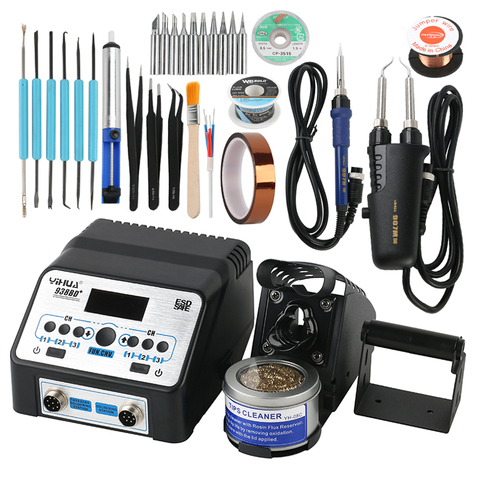 YIHUA 938BD+ Double Soldering Iron Station Electric Tweezers Soldering Irons Dual Digital Display ESD Welding Reword Station ► Photo 1/1