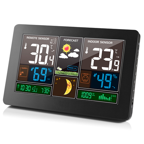 FanJu FJ3378 Digital Alarm Clock Wall Weather Station Indoor Outdoor Temperature Humidity Barometric Forecast Air Pressure Gauge ► Photo 1/6
