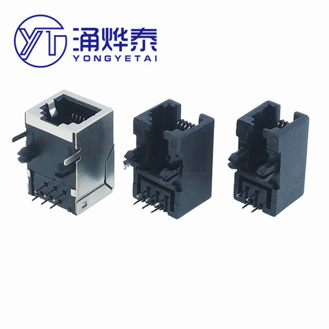 YYT 10PCS RJ11 RJ12 Curved Pin 95001 4P4C 6P6C 6P4C 8P8C telephone socket with shielding 90 degrees ► Photo 1/5