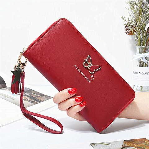 Fashion Butterfly Women Wallet Wrist Handle Phone Case Long Section Money Pocket Pouch Handbag Women's Purse Card Holders 2022 ► Photo 1/6