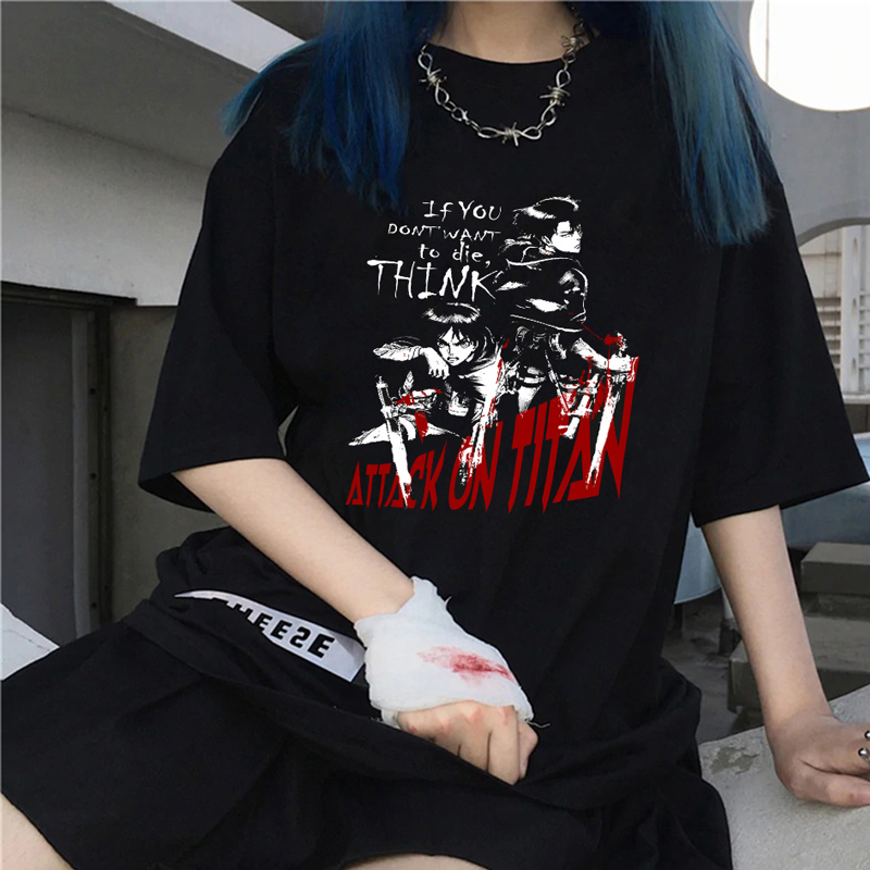 Taicanon Anime Attack on Titan T Shirt Kawaii Titans Attack Graphic Tees  Cartoon Funny Hip Hop Unisex T-shirt Female 