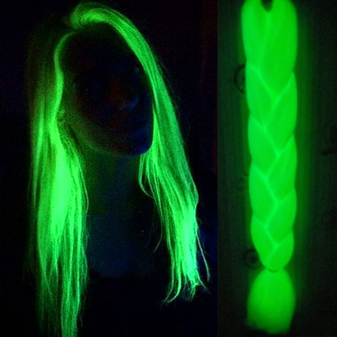 Neon Glowing Hair Florescent Light Braiding Hair Synthetic Jumbo Braids Shining Hair in the Darkness 24inch 100g kanekalon ► Photo 1/6