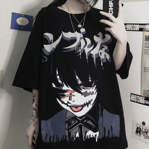 Anime Kakegurui T-Shirt Jabami Yumeko Dark Style Women Long Sleeve  Men Tees ► Photo 1/6