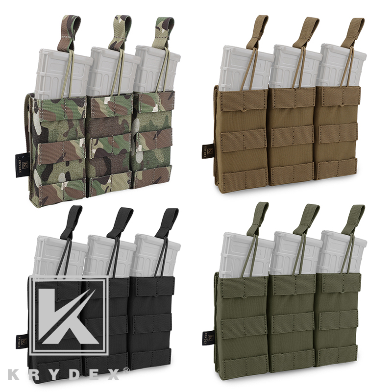 KRYDEX Double 5.56 Open Top Mag Pouch Tactical Magazine Hold Carrier MOLLE Black