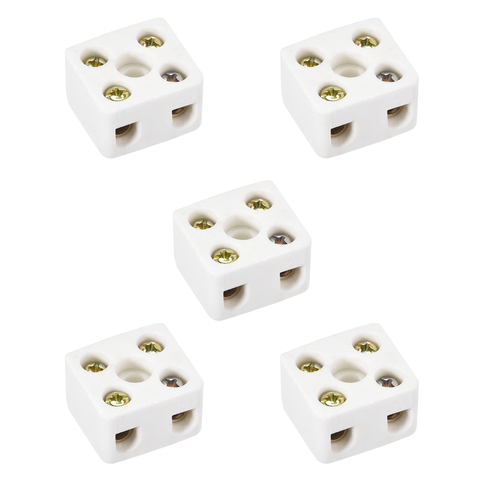uxcell 5 Pcs 2 Way Ceramics Terminal Blocks High Temp Connectors 21.5x19.5x14.2mm for Electrical Wire Cable ► Photo 1/3