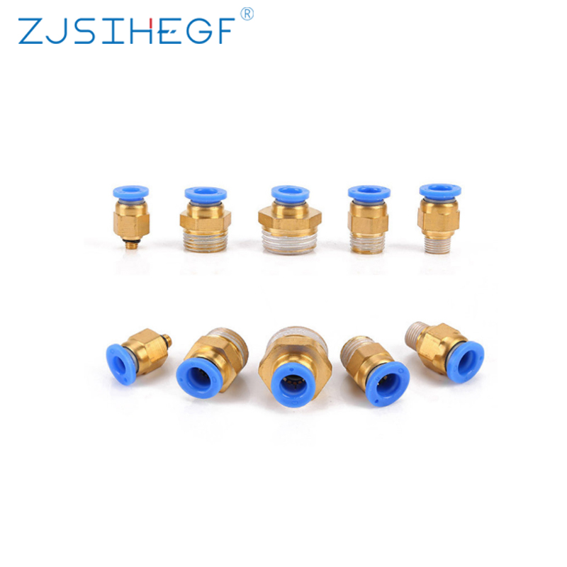 10Pcs Pneumatic 1/8" PT Thread Push In Connectors Fittings for 4mm Tube # 