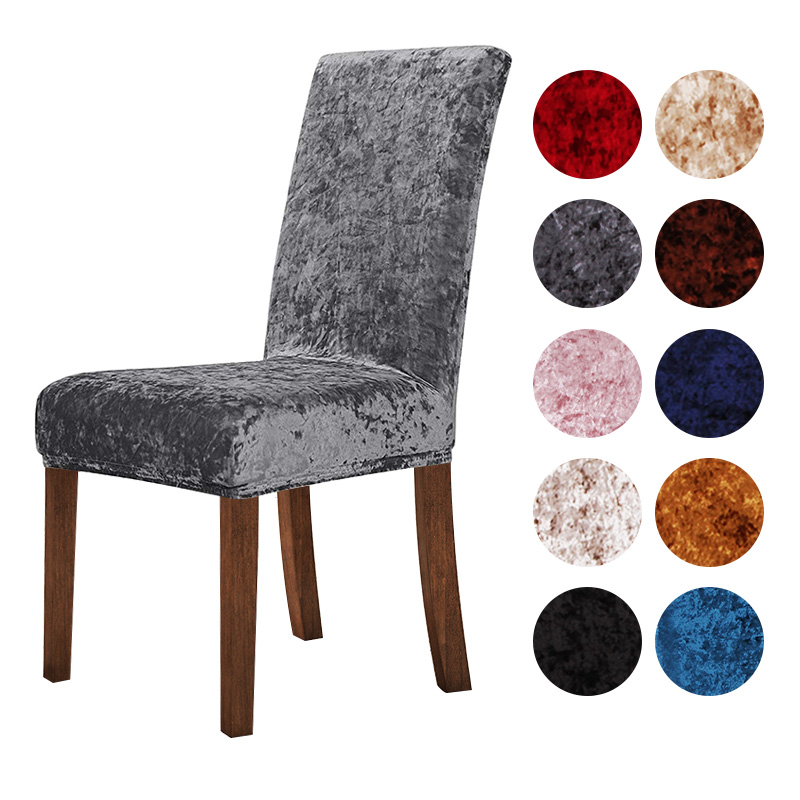 New Crushed Velvet Dining Chair Cover, Grey Velvet Dining Room Chair Covers