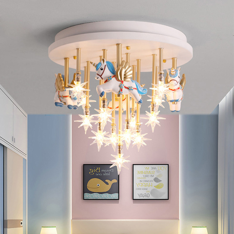 Merry Go Round Shape Led Cute Bedroom Lights For Girls Baby Room Light For Kids Room Boy Room Lighting Kds Chandelier Light Lamp ► Photo 1/5