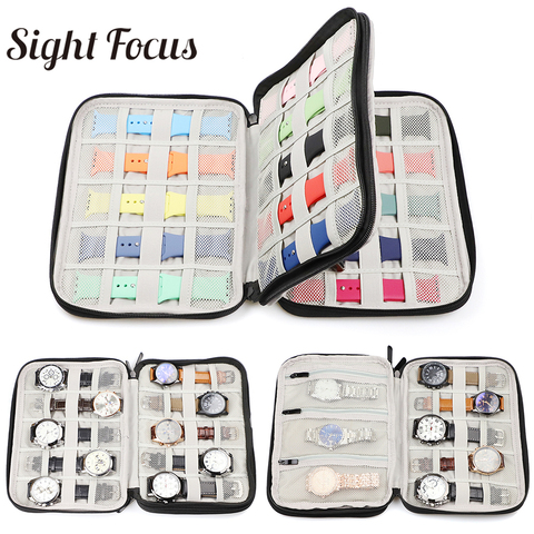 18 slots Travel Watch Organizer Watch Box Case Watch Holder Watchband Storage Case For Apple Watch band Strap Box  Double Layer ► Photo 1/6