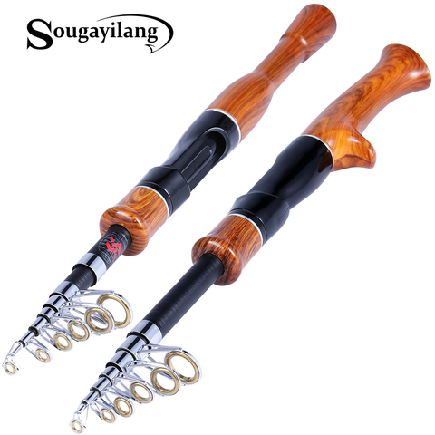 Sougayilang 1.6M Telescopic Fishing Rod Cork Handle Spinning/Casting Fishing Role Carbon Fiber Protable Travel Fishing Rod Pesca ► Photo 1/6