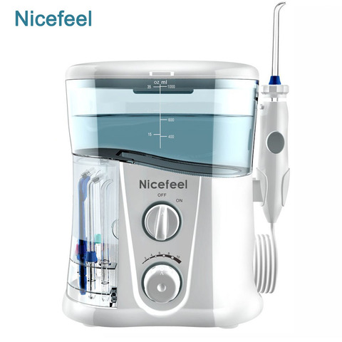 Nicefeel 1000ml Electric Oral Irrigator Teeth Cleaner Care Dental Flosser  Water Flosser with Adjustable Pressure+ 7 Pcs Nozzles ► Photo 1/6