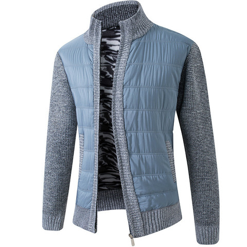 Winter Men's Fleece Tide Sweatercoat High Collar Patchwork Warm Cardigan Causal Knitted Male Clothing ► Photo 1/6