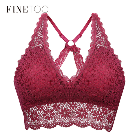 FINETOO Sexy Bralette Padded Bras For Women Transparent Wireless Bra Lace Intimates Lace Bralette Backless Brassiere Crop Tops ► Photo 1/6