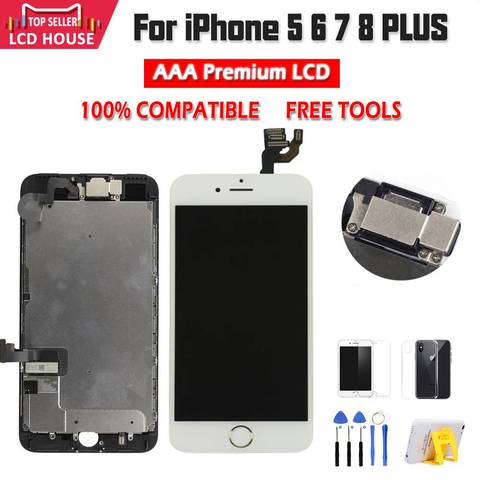 AAA Full Set Assembly For iPhone 6 6S 7 8 Plus LCD Completed With 3D Force For iPhone 5 5C 5SE Touch Screen Replacement Display ► Photo 1/6