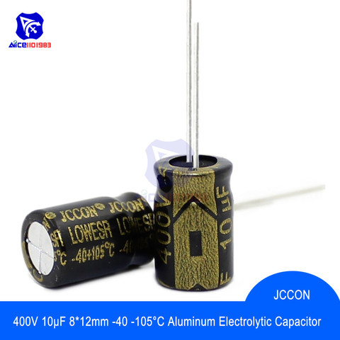 10PCS/Lot Aluminum Electrolytic Capacitor 400V 10μF 8x12mm High Frequency Low ESR -40 -105℃ 400V10μF 8*12mm Capacitor ► Photo 1/2