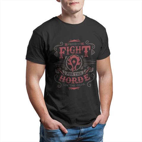 World of Warcraft Role-playing Game Individuality T-Shirt Fight For The Horde Crewneck Cotton for Men ► Photo 1/6