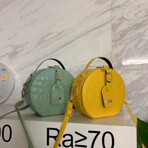 Popular Simple Women Round Shoulder Bag Alligator PU Circle Zipper Small Daily Crossbody Handbag 2022 For Women ► Photo 1/6