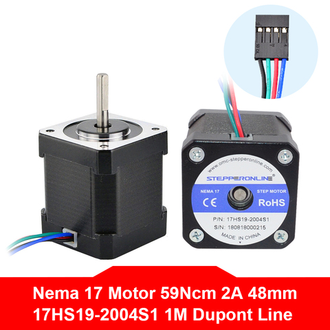 Free Shipping Nema17 Stepper Motor 42BYGH Motor 48mm 2A 17HS19-2004S1 Nema 17 Motor 4-lead for 3D Printer Motor ► Photo 1/6