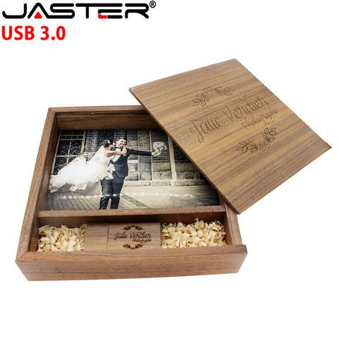 Wedding Gift Real Walnut USB Flash Drive 4GB 8GB 16GB 32GB 64GB  Box For 6*4 Fhoto 3.0 Flash Disk Provide Free Photographer LOGO ► Photo 1/6