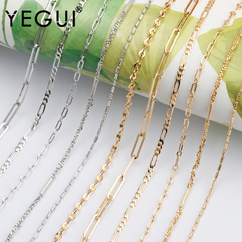YEGUI C154,diy chain,18k gold plated,0.3microns,copper metal,rhodium plated,handmade,diy bracelet necklace,jewelry making,3m/lot ► Photo 1/6