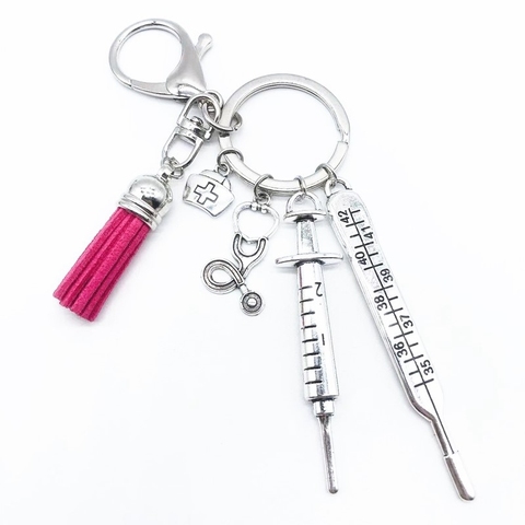 New Creative with Tassel Keychain Hospital Ambulance Thermometer Medical Kit Syringe Keychain Fashion Personality Keychain ► Photo 1/2