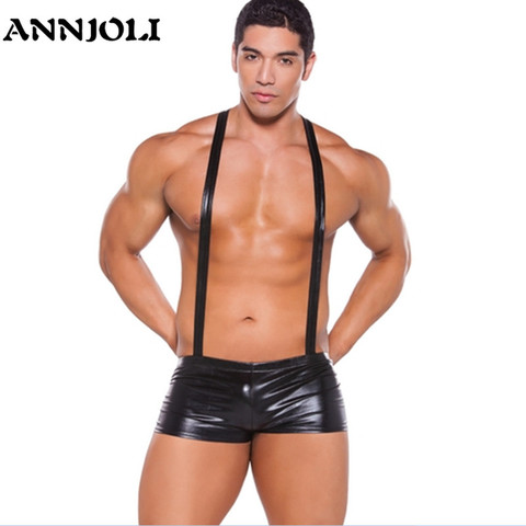 ANNJOLI Plus Size Man Erotic Lingerie Teddy Male Bodysuit Sex Game Underwear Fetish Bib Short Gay Night Club Costume Playful ► Photo 1/2