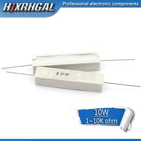 1pcs 10W Cement resistance resistor 1 2 5 8 10 15 20 25 100 ohm 1R 2R 5R 8R 10R 15R 20R 25R 100R 1k 2k 10k hjxrhgal ► Photo 1/1