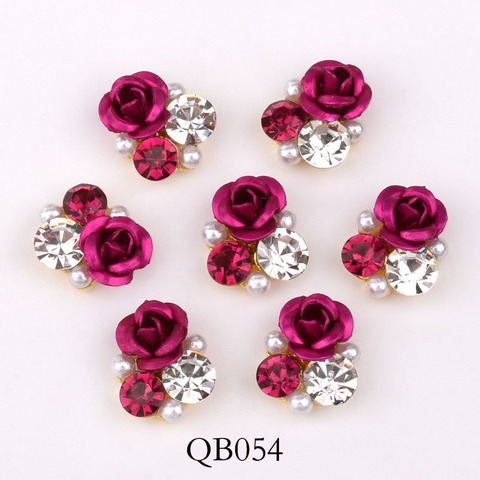 New 10pcs Bright Pearl Rhinestone Flower design Alloy Nail Art Decorations Glitter DIY 3D Nail Jewelry Pendant QB054-063 ► Photo 1/6