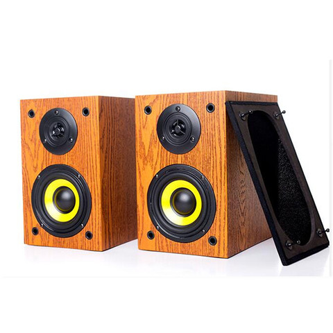 2pcs 4 inch 2.0 HIFI Fever Passive Speaker Bookshelf Box Desktop Speaker Car CD Machine Change Home Multimedia Wooden Speakers ► Photo 1/6