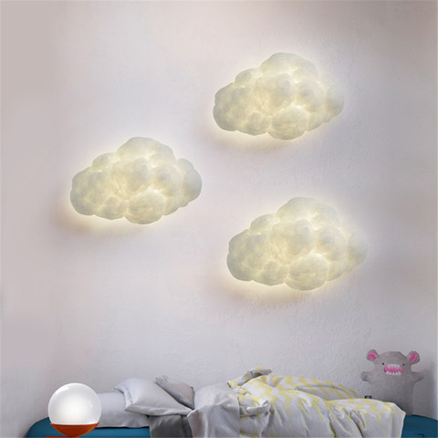 Nordic Imitation Silk Cloud Led Wall Lamp Creative Children Bedroom Bedside Lamps Kids Home Deco Wall Sconce Light Fixture E27 ► Photo 1/6