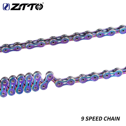 ZTTO 9 Speed Chain 9s Colorful MTB bike Road Bicycle 9 speed Durable Missing link Rainbow Chains EL SLR for Mountain Road Bike ► Photo 1/1