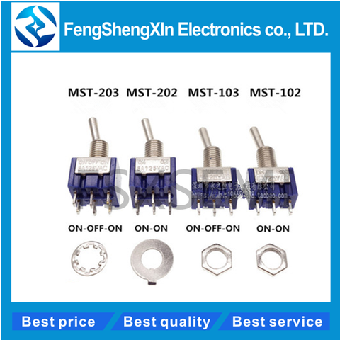 5pcs/lot MTS-102 MTS-103 MTS-202 MTS-203 6A 125V Mini 3/6PIN ON-OFF/ON-OFF-ON Toggle Switches For Switching Lights Motors ► Photo 1/1