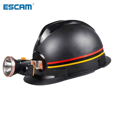 ESCAM Miners Helmet with Charging Headlights ABS material Anti-piercing Safety Helmet Construction Working Hard Hat ► Photo 1/5