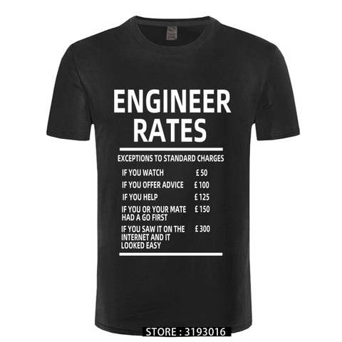 Engineer Labour Rates PRINTED Men's Tshirt Christmas Day Fashion Short-sleeve Round Collar T-shirt Man's Print Tshirt Oversized ► Photo 1/6