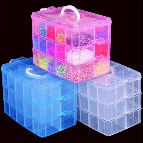 3 Layers 18 Compartments Clear Storage Box Container Jewelry Bead Organizer Case Plastic Empty Box Multifunction Tool Case ► Photo 1/6