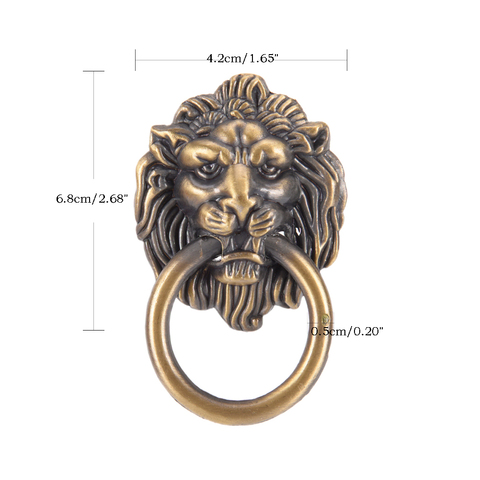 42* 68m Vntage Lion Head Furniture Handle Lion Head Knob With Ring Wardrobe Drawer Door Pull Retro Decoration ► Photo 1/5