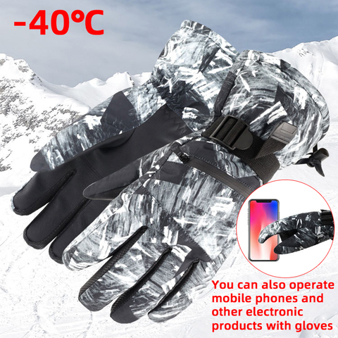 New Men's Ski Gloves Fleece Snowboard Gloves Snowmobile Motorcycle Riding Winter Gloves Windproof Waterproof Unisex Snow Gloves ► Photo 1/6