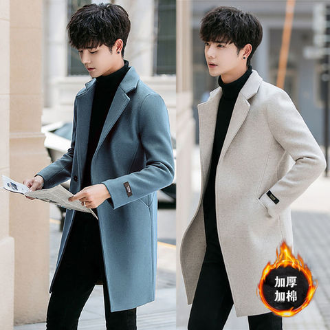 2022 plus cotton thickened Korean version of the body long windbreaker coat men's fur coat men's ► Photo 1/6