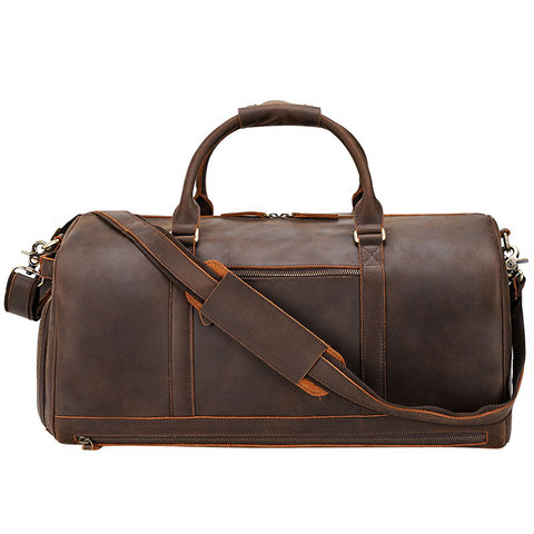 MAHEU 50cm Vintage Leather Travel Bag for men Leather Weekender Bag Overnight Travelling Handbag Crazy Horse Leather duffle bag ► Photo 1/6